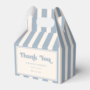 Elegante Retro-Blau-Streifen-Baby-Party-Dankeschön Geschenkschachtel