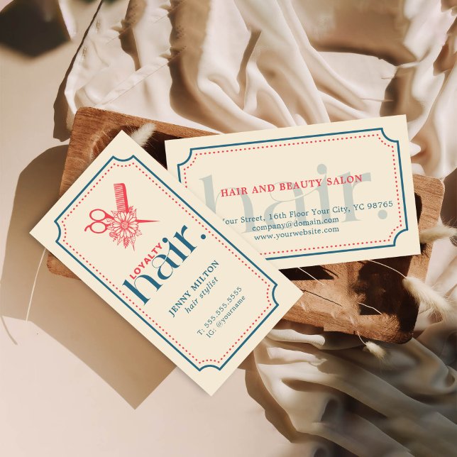 Elegante Retro Blue Schissors Haare Stylist Visitenkarte (Von Creator hochgeladen)