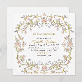 Elegante Retro-Blume in Aquarellfarbe Bridal Show Einladung