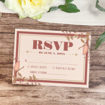 Elegante Retro Blush Floral Wedding RSVP Card