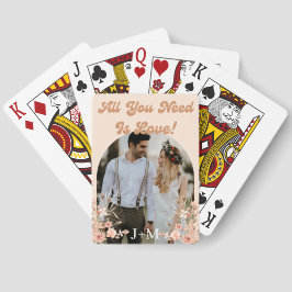 elegante Retro-botanische boho-Foto-Gastgeschenke  Spielkarten