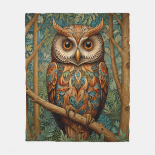 Elegante Retro-Eule Boho-Boheme-Waldgrün  Fleecedecke