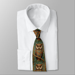 Elegante Retro-Eule Boho-Boheme-Waldgrün Krawatte