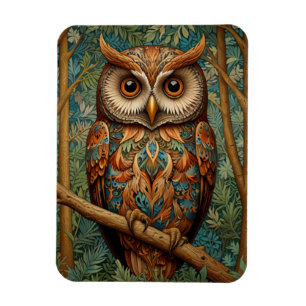Elegante Retro-Eule Boho-Boheme-Waldgrün Magnet