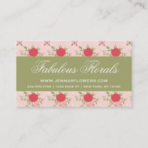 Elegante Retro Floral Rose Visitenkarte