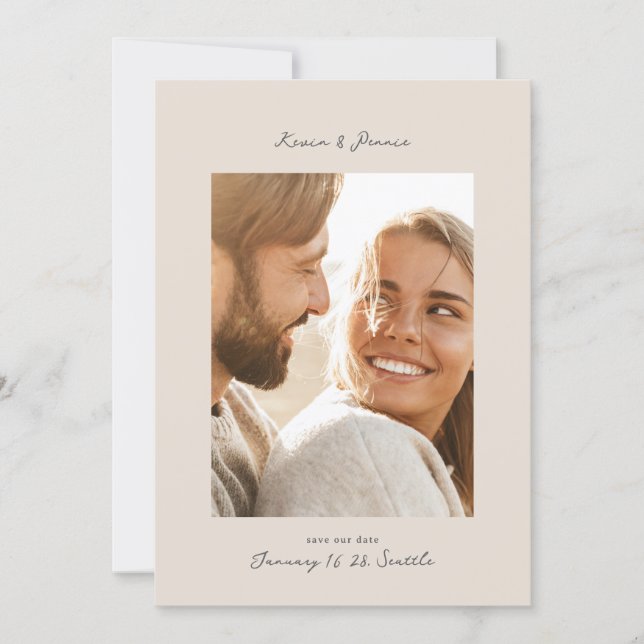 Elegante Retro-Foto-Hochzeit Save The Date (Vorderseite)