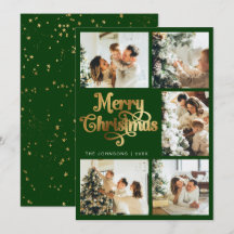 Elegante Retro Green & Imitats Weihnachtsfamilie G
