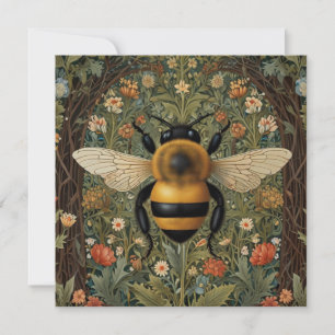 Elegante Retro-Hummel boho botanische Blumenkunst Einladung