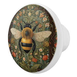 Elegante Retro-Hummel boho botanische Blumenkunst Keramikknauf