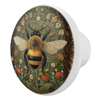 Elegante Retro-Hummel boho botanische Blumenkunst Keramikknauf