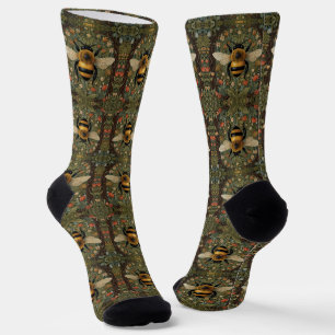 Elegante Retro-Hummel boho botanische Blumenkunst Socken