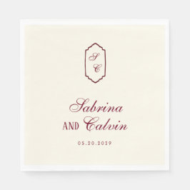 Elegante Retro-Karo-Burgunder-Hochzeit Serviette