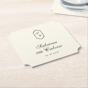 Elegante Retro-Karo-Hochzeit in Schwarz und Creme Untersetzer
