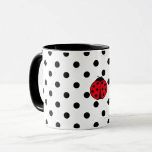 Elegante Retro-Ladybugs und Polka-Punkte Tasse