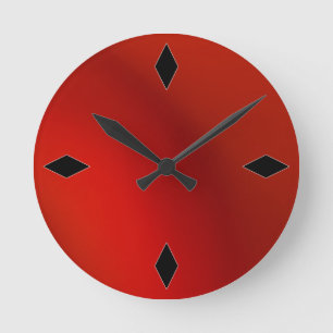 elegante retro moderne rote Satin-Wanduhr Runde Wanduhr