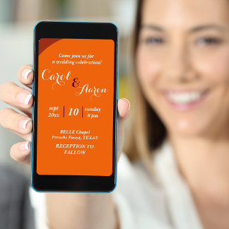 elegante Retro-Orange-Hochzeit Einladung