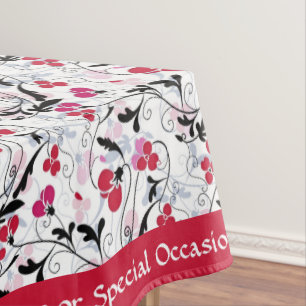Elegante Retro Red Black Foliage Ristorante Al Pen Tischdecke