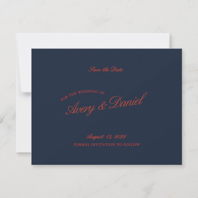 Elegante Retro Red & Ivory Save the Date Card (Vorderseite)