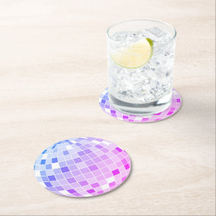 Elegante Retro-Rosa Disco-Kugel Runder Pappuntersetzer