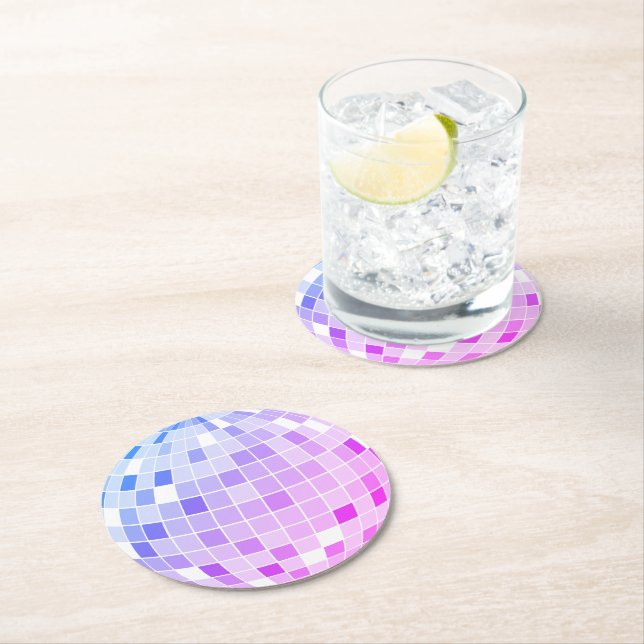 Elegante Retro-Rosa Disco-Kugel Runder Pappuntersetzer (Vor Ort)