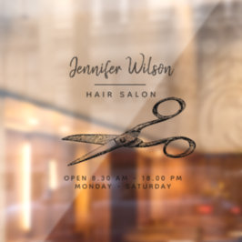 Elegante Retro-Scheren - Minimaler Haarsalon Fensteraufkleber