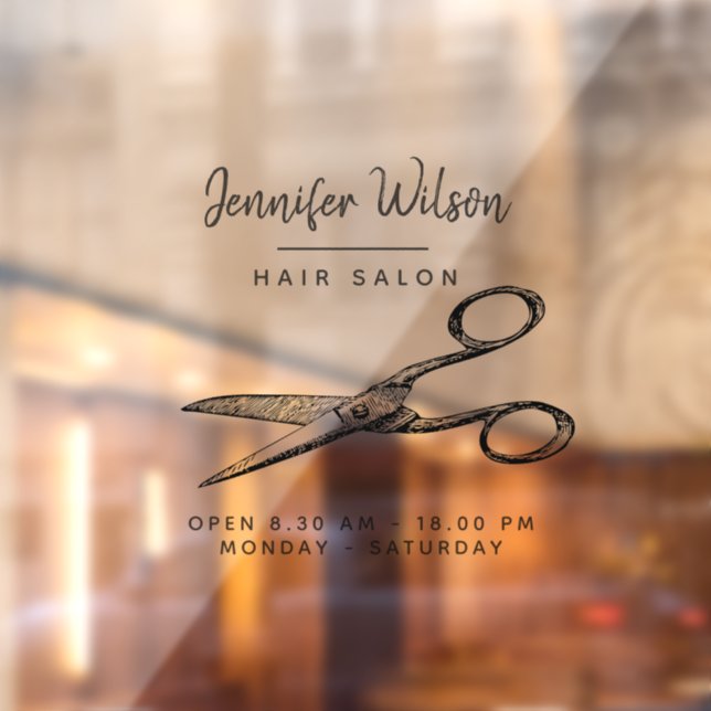 Elegante Retro-Scheren - Minimaler Haarsalon Fensteraufkleber (Blatt 2)