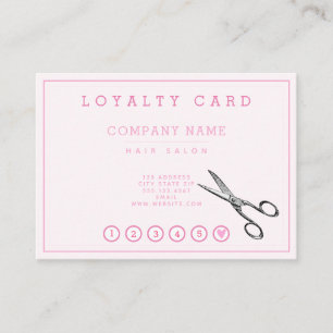 Elegante Retro Scheren Rosa Friseur Loyalität Visitenkarte