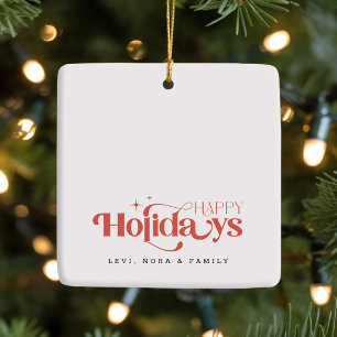 Elegante Retro-Schrift Familienfoto Weihnachten Keramikornament
