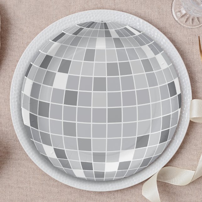 Elegante Retro-Silber-Diskokugel Pappteller (Von Creator hochgeladen)