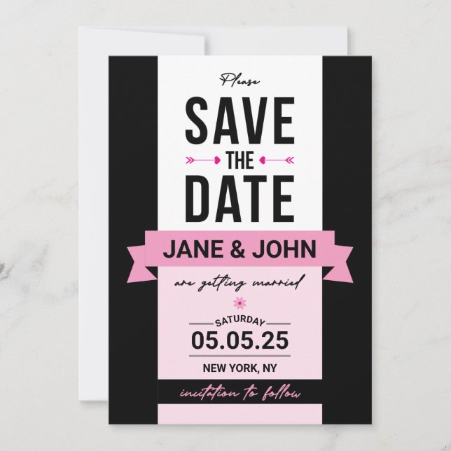 Elegante Retro Style Save the Date Card (Vorderseite)