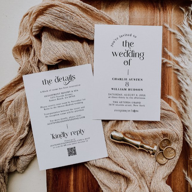 Elegante Retro Typografy Wedding Einladung (Von Creator hochgeladen)