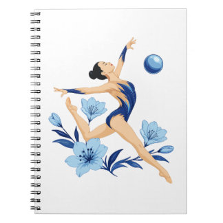 Elegante rhythmische Turnerin mit Blumen Notizblock
