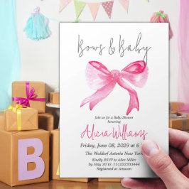 Elegante Ribbon Pink Bows und Baby Girl Baby Showe Einladung