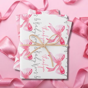 Elegante Ribbon Pink Bows und Baby Girl Baby Showe Geschenkpapier Set