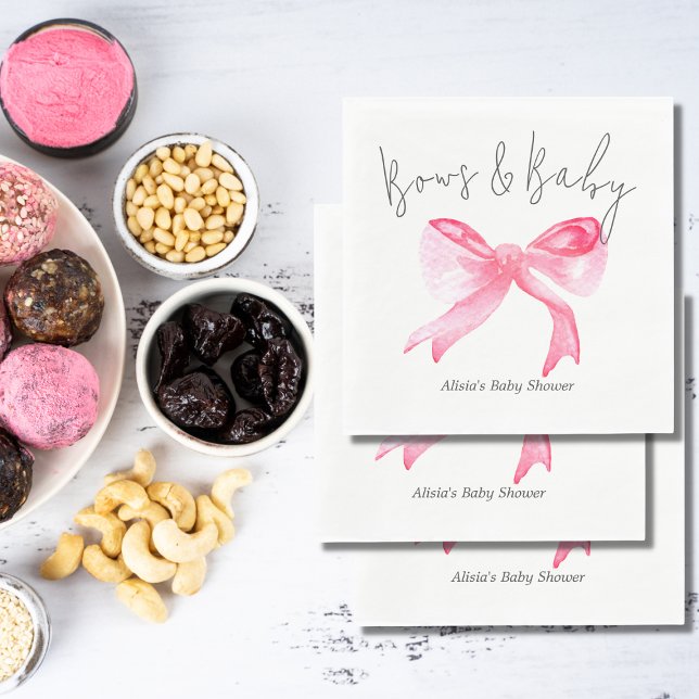 Elegante Ribbon Pink Bows und Baby Girl Baby Showe Serviette (Von Creator hochgeladen)