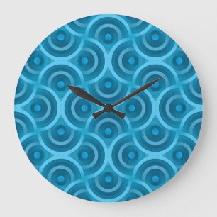 Elegante Rippelwelle, Vintag Blau. Große Wanduhr
