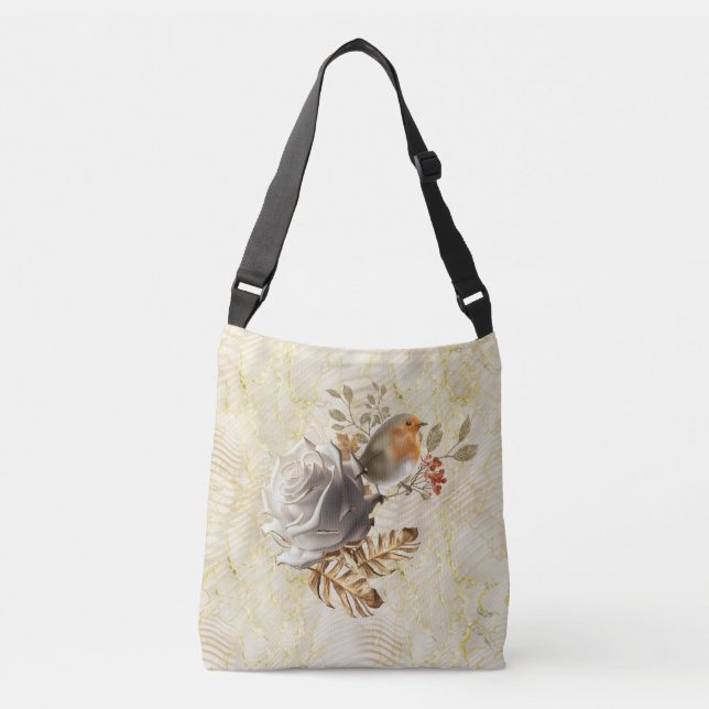 Elegante Ripple Cream & Gold Crossbody Bag Tragetaschen Mit Langen Trägern (Vorderseite)