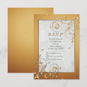 Elegante Ripple Cream & Gold RSVP Card Karte