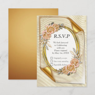 Elegante Ripple Cream & Gold RSVP Card Karte
