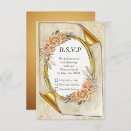 Elegante Ripple Cream & Gold RSVP Karte