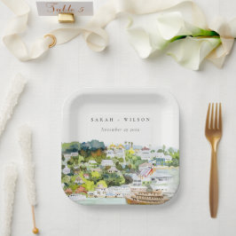 Elegante River Cruise Country Landschaft Hochzeit Pappteller