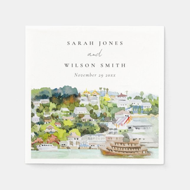 Elegante River Cruise Country Landschaft Hochzeit Serviette (Vorderseite)