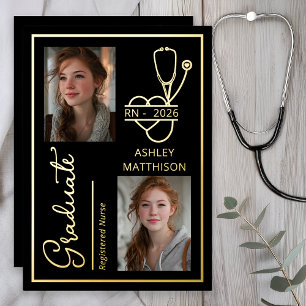 Elegante RN 2026 Krankenpflege-Abschlussfoto-Ankün Folieneinladung