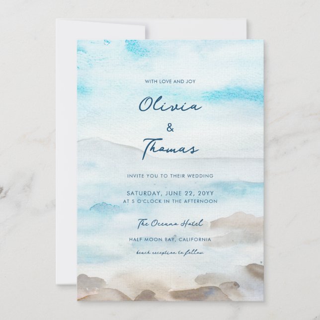 Elegante Rocky Coast Nebel Ocean Sea Lake Wedding Einladung (Vorderseite)