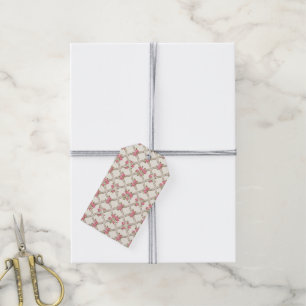 Elegante Rococo-Wiederbelebung Rosa Blumen & Beige Geschenkanhänger