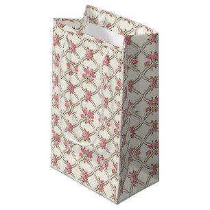 Elegante Rokoko-Wiederbelebung Rosa Blumen & Beige Kleine Geschenktüte