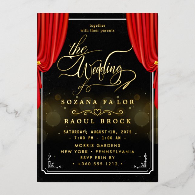 Elegante Romance | Rose Gold Foil Wedding Folieneinladung (Vorderseite)