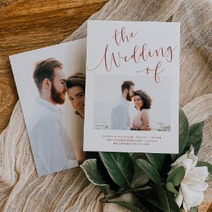 Elegante Romance Terracotta Two Foto Wedding Einladung