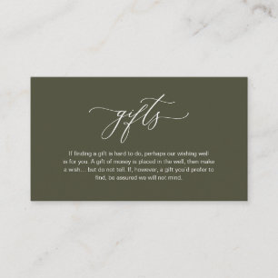 Elegante Romantik, Ein Hinweis auf Geschenke, Oliv Begleitkarte