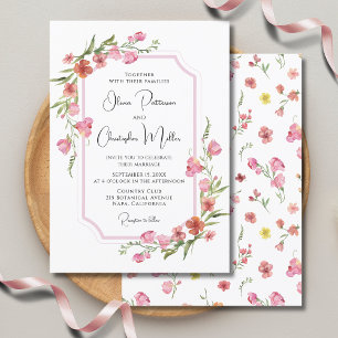 Elegante romantische Aquarell-Blumenhochzeit Einladung